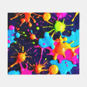 Neon Paint Spritzer Abstrakt Art Fleecedecke (Vorderseite (Horizontal))