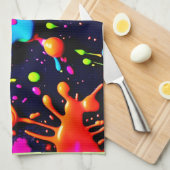 Neon Paint Spritzer Abstrakt Art Geschirrtuch (Viertel Falte)