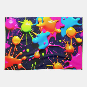 Neon Paint Spritzer Abstrakt Art Geschirrtuch