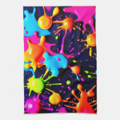 Neon Paint Spritzer Abstrakt Art Geschirrtuch (Vertikal)