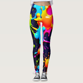 Neon Paint Spritzer Abstrakt Art Leggings
