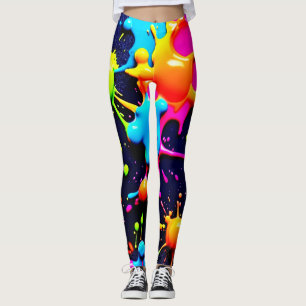 Neon Paint Spritzer Abstrakt Art Leggings