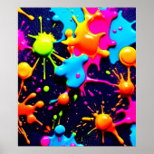Neon Paint Spritzer Abstrakt Art Poster (Vorne)