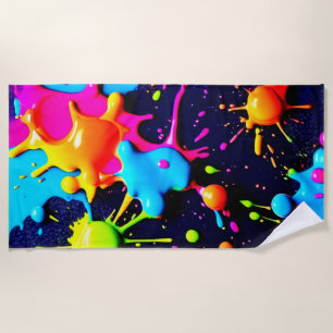 Neon Paint Spritzer Abstrakt Art Strandtuch