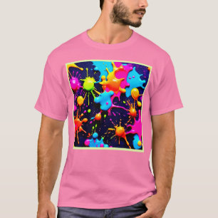 Neon Paint Spritzer Abstrakt Art T-Shirt