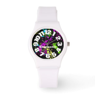 Neon Paint Spritzer Armbanduhr