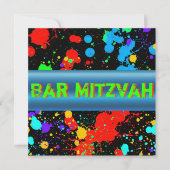 Neon Paint Spritzer, Bar Mitzvah Einladung (Vorderseite)