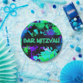 Neon, Paint Spritzer, Bar Mitzvah Pappteller (Party)