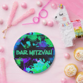 Neon, Paint Spritzer, Bar Mitzvah Pappteller (Party)