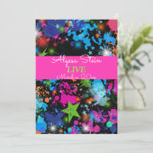 Neon, Paint Spritzer, Bat Mitzvah Einladung (Stehend Vorderseite)