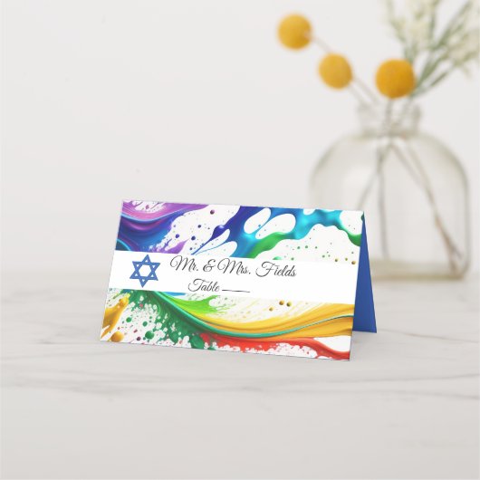 Neon Paint Spritzer, Bat Mitzvah Star von David Platzkarte (Vorderseite)
