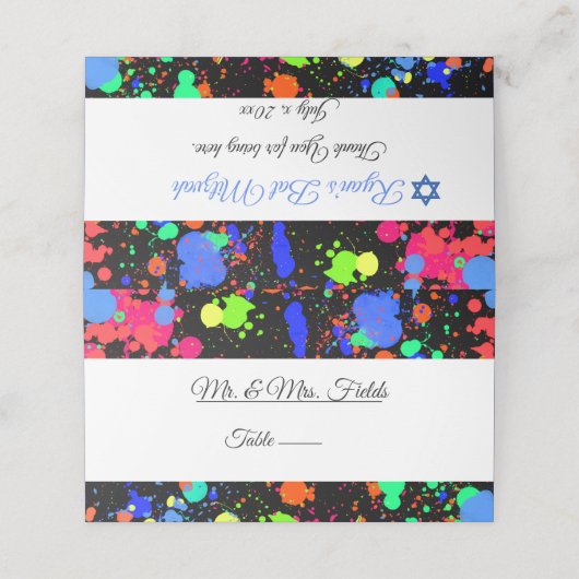 Neon Paint Spritzer, Bat Mitzvah Star von David Platzkarte (Außenseite Aufgefaltet)