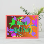 Neon Paint Spritzer, Blockierung der Party Einladu Einladung (Stehend Vorderseite)