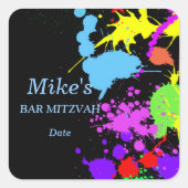 Neon Paint Spritzer Colorful Quadratischer Aufkleber (Vorderseite)