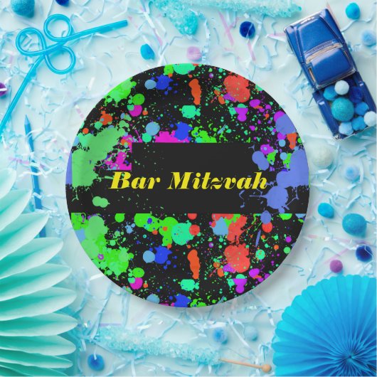 Neon, Paint Spritzer, Custom Paper Tellers 7" Pappteller (Party)