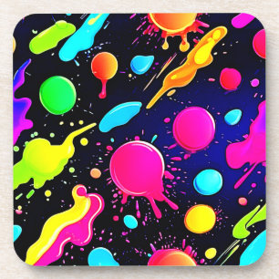 Neon Paint Spritzer Design Getränkeuntersetzer