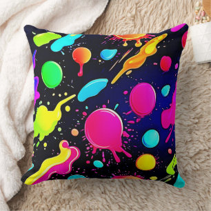 Neon Paint Spritzer Design Kissen