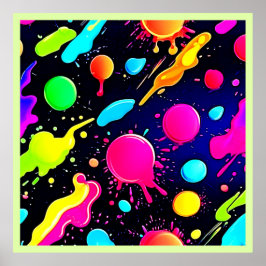 Neon Paint Spritzer Design Poster