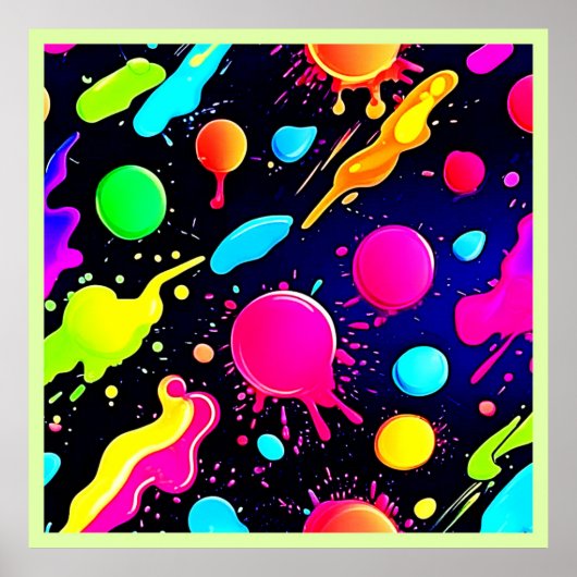 Neon Paint Spritzer Design Poster (Vorne)