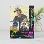 Neon Paint Spritzer Foto Abschluss Einladung (Stehend Vorderseite)