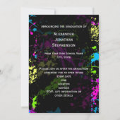 Neon Paint Spritzer Foto Abschluss Einladung (Rückseite)