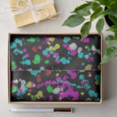 Neon Paint-Spritzer im schwarzen Hintergrund Seidenpapier (Geschenk)