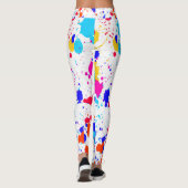 Neon Paint Spritzer Lila Gelb Türkis Leggings (Rückseite)