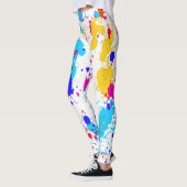 Neon Paint Spritzer Lila Gelb Türkis Leggings (Links)