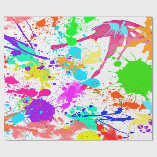 Neon Paint Spritzer Moderne Farben Geschenkpapier (Flach)