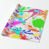 Neon Paint Spritzer Moderne Farben Geschenkpapier (Ungerollt)