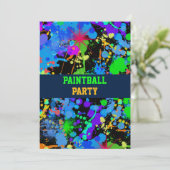 Neon Paint Spritzer Paint Ball Einladung (Stehend Vorderseite)