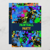 Neon Paint Spritzer Paint Ball Einladung (Vorne/Hinten)