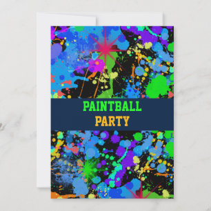 Neon Paint Spritzer Paint Ball Einladung