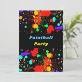 Neon Paint Spritzer, Paintball Party Einladung (Stehend Vorderseite)