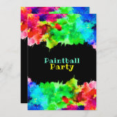 Neon Paint Spritzer, Paintball Party Einladung (Vorne/Hinten)