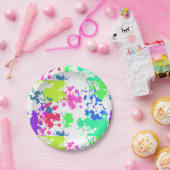 Neon Paint Spritzer, Pappteller (Party)