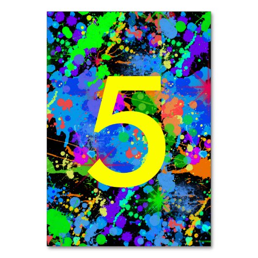 Neon Paint Spritzer, Tischnummer Cards (Rückseite)