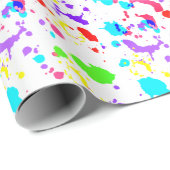 Neon Paint Spritzer Wasserfarben Imitate glühen Geschenkpapier (Rolleneckpunkt)