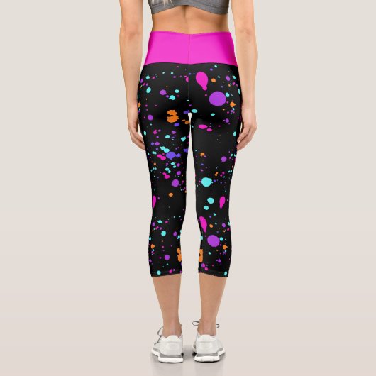 Neon Paint Spritzers Capri Leggings (Rückseite)