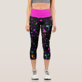 Neon Paint Spritzers Capri Leggings (Vorderseite)