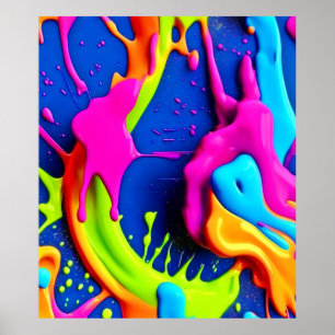 Neon Paint Tropfen Art Poster