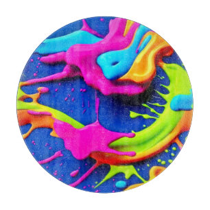 Neon Paint Tropfen Art Schneidebrett