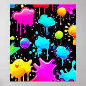 Neon Paint Tropfens Design Poster (Vorne)