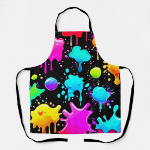Neon Paint Tropfens Design Schürze