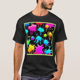Neon Paint Tropfens Design T-Shirt