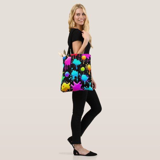 Neon Paint Tropfens Design Tasche (Am Model)