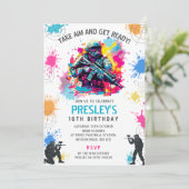 Neon Paintball Invitation - Combat Birthday Party Einladung (Stehend Vorderseite)
