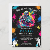 Neon Paintball Invite - Combat Glow Birthday Party Einladung (Vorderseite)