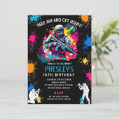 Neon Paintball Invite - Combat Glow Birthday Party Einladung (Stehend Vorderseite)