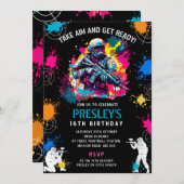 Neon Paintball Invite - Combat Glow Birthday Party Einladung (Vorne/Hinten)